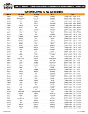 100 days princess margaret|Fall 2023 Cash Calendar Winners .